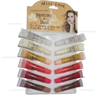 12Pcs Absolute Care or Miss Look Squeezing n Shine Lip Gloss Gel Balm