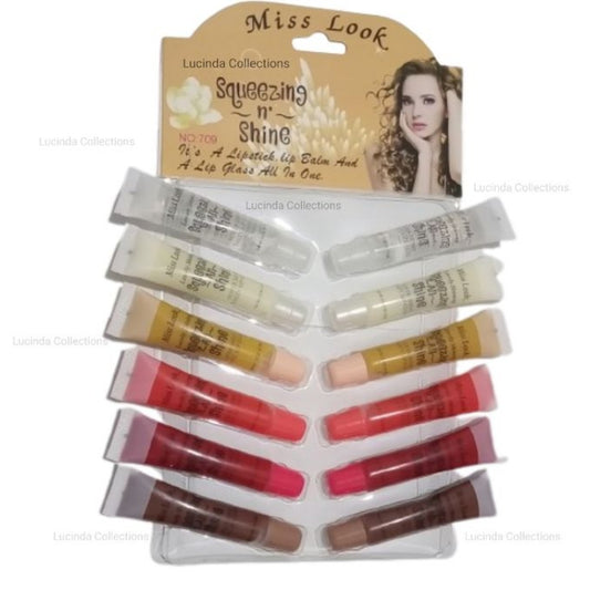 12Pcs Absolute Care or Miss Look Squeezing n Shine Lip Gloss Gel Balm