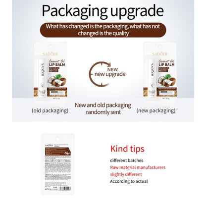 SADOER Coconut Brightening Lip Balm Moisturizing Anti Cracking Hydrating Repair Nourishing Soothing Lipstick gloss Lips Skin Care Products lipbalm