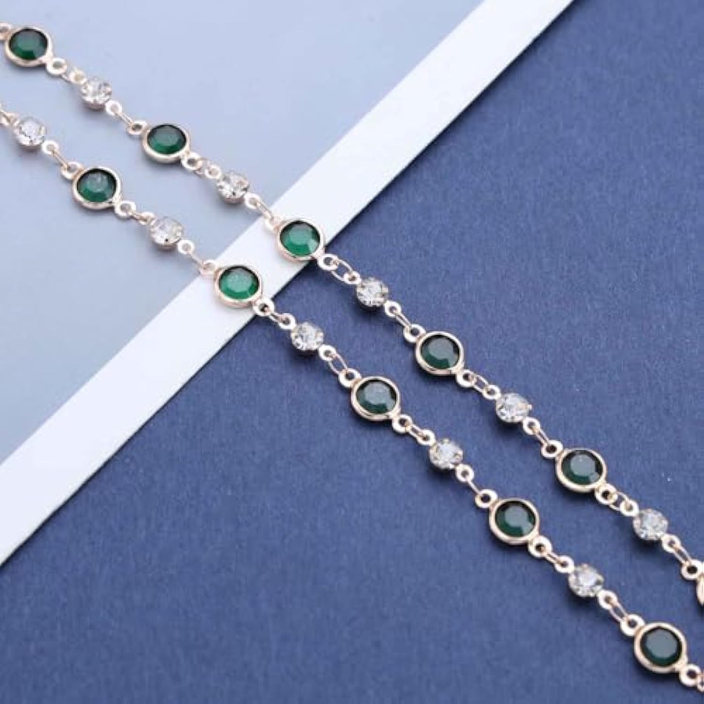 ZHJH Chain Women's Necklace Inlaid With Diamonds Bohemian Green Crystal Necklace Emerald Necklace Exquisite Satellite Necklace Gorgeous Wedding Jewelry Women's Gift Wedding Accessories Dress
