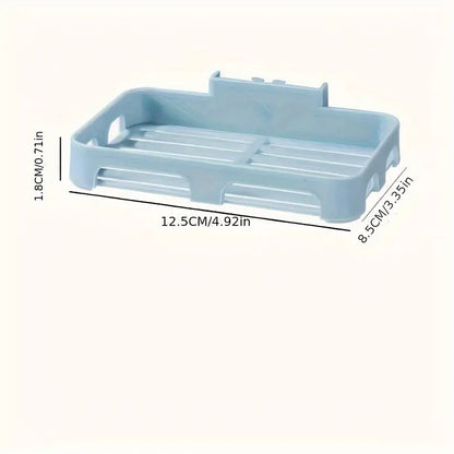 New Arrivals 2PCS Wall Mounted Soap Dishes Rectangular Plastic Soap Holder Bathroom Shower Soap Tray with Drain Kitchen Sponge Organizer