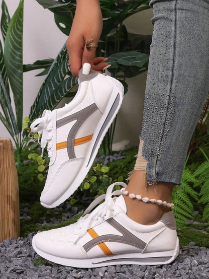 ASSKLO Sneakers Women Large Size New Sports Shoes Women's Small White Shoes Fashion Comfort Sneakers Lightweight Casual Running Shoes trendy shoes tennis shoe ladies shoes leather upper White Red Grey