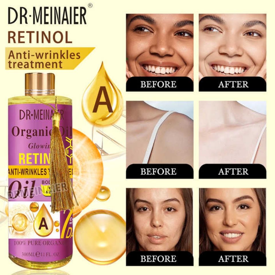DR MEINAIER Retinol Anti-wrinkle Glowing Face & Body Oil Anti Wrinkles Anti-Aging Glows Brightening Repair sun damaged skin with Arbutin Aloe Vera Organic