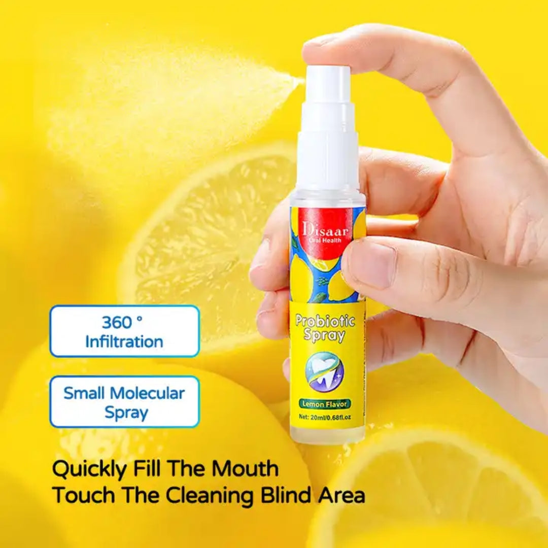 Probiotic Spray Fresh Breath Lemon Flavor Remove Oral Odor Bad Breath Mouth Portable Freshener - Disaar