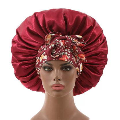 Satin Headscarf Hat Sleeping Bonnet Curly Hair Wrap Silk Cap Fashion Wide Soft Elastic Springy Band Head Scarf Headwear Pure Color Night Sleep Hat Nightcap Head Cover