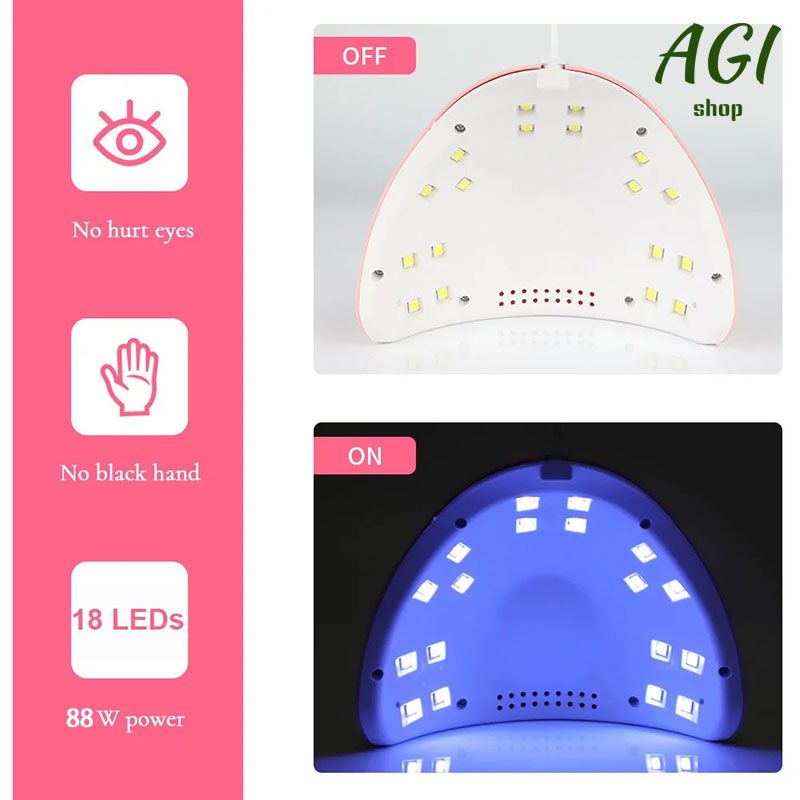 88W LED Nail Drying Lamp Manicure UV Nail Dryer Curing Gel Nail Polish 18 Lights USB Charge Professional Manicure Pedicure Nail Lamp Tools Equipment Sun Light Nail Art Tools