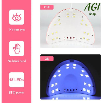 88W LED Nail Drying Lamp Manicure UV Nail Dryer Curing Gel Nail Polish 18 Lights USB Charge Professional Manicure Pedicure Nail Lamp Tools Equipment Sun Light Nail Art Tools