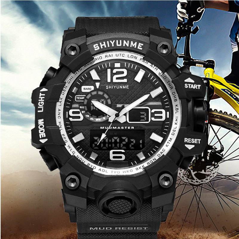 Men Watches Military Dual Display Army Watches LED Back Light Calendar Day Date Stopwatch