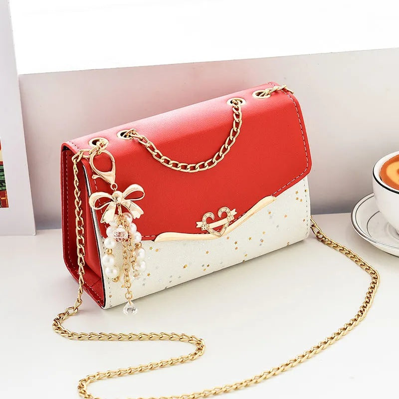 Netizen Small Bag Women's Bag 2024 New Instagram One Shoulder Crossbody Bag Fashionable Small Fragrant Style Bright Leather Chain Small Square Bag