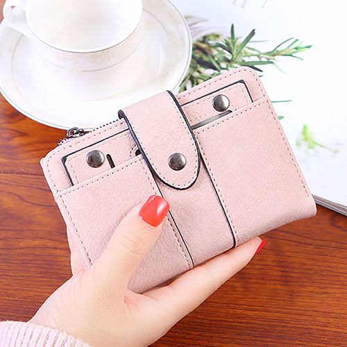 Women's stylish, frosted, flip-top, high-quality classic purse wallets is compact, delicate and practical