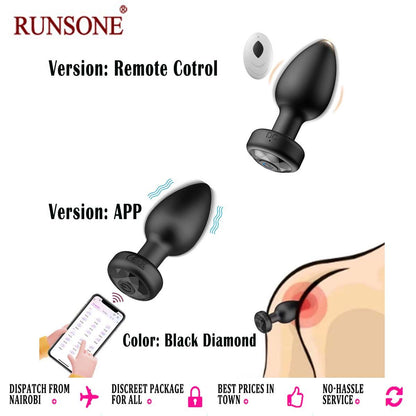 Smart Anal Plug APP Vibrator Wireless Remote Control Butt Plug Vibrating Male Prostate Massage Waterproof Rechargeable Silicone Adult Sex Toy for Men Women Couples