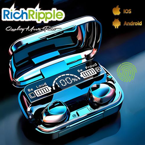 RichRipple M10 TWS Bluetooth Earphone V5.0 EarpodsLED Display Wireless Earphones With Microphone 9D Stereo Sports Waterproof Earbuds Headsets