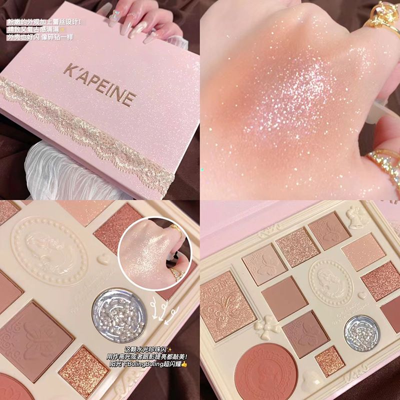 Capel 12 color lace eye shadow dream goddess dumb pearl powder blusher high gloss powder gel liquid eye shadow