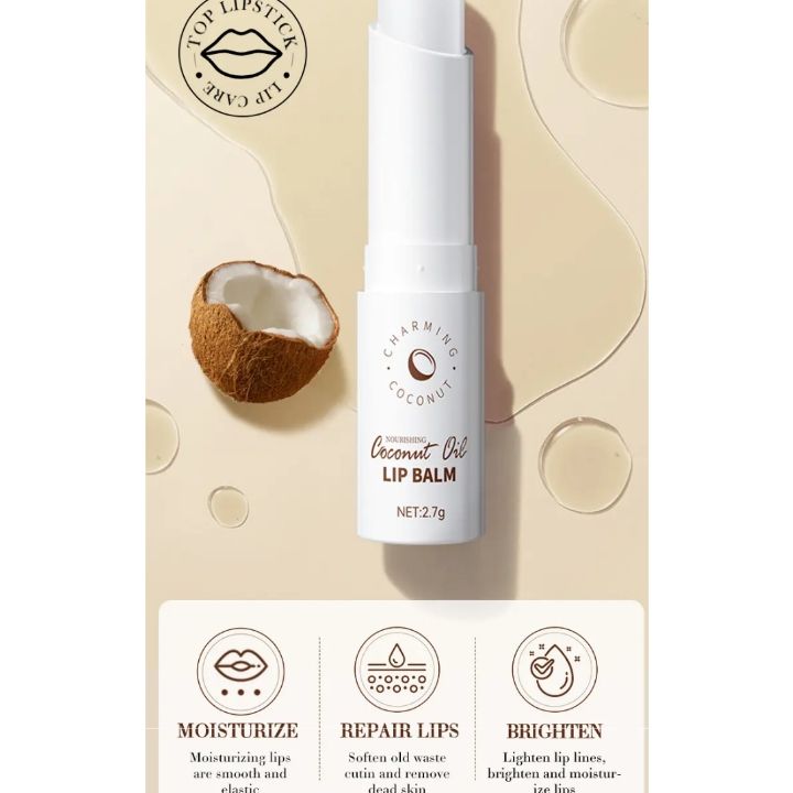 SADOER Coconut Brightening Lip Balm Moisturizing Anti Cracking Hydrating Repair Nourishing Soothing Lipstick gloss Lips Skin Care Products lipbalm