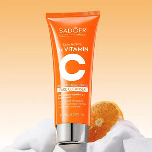 Sadoer 2 in 1, Skin Active 5 X Vitamin C Serum + Vitamin C Face Cleanser + with Added Niacinamide for Whitening Black Spots and Blemisshes, Deep Moisturizing, Skin Nourishing