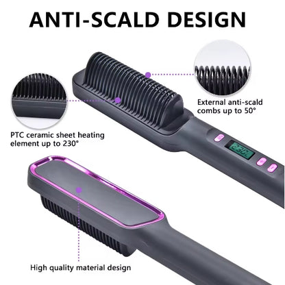Electric Hot Combs Multifunctional Straight Hair Straightener Comb Negative Ion Anti-Scalding Styling Tool Straightening Brush
