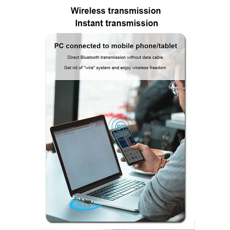 USB Wireless Bluetooth Adapter 5.3 Transmitter Receiver For Computer PC Laptop Phone Tablet Printer Headphone Speaker Wireless Mouse Keyboard USB Music Dongle Adapter Car Speaker