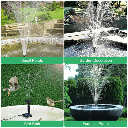 Solar Power Fountain Submersible Floating Water Pump Bird Bath Pond Garden Decor