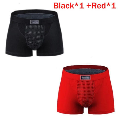 2pcs/pack Men's Boxer Briefs Magnetic Therapy Health Panties 63 Magnet Reinforced Boxer Briefs Underwear Shorts Energy Field Therapy Men'S Long-Lasting Underwear L XL XXL XXXL 4XL 5XL Briefs
