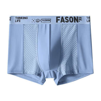 4PCS Men's Ice Silk Underwear Summer Thin Antibacterial Flat Corner Pants Men's Breathable Four Corner Shorts Men's Shorts Head Quick Drying