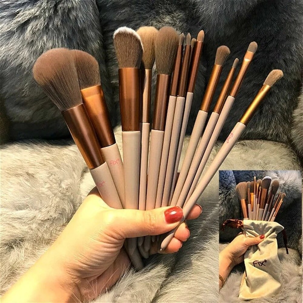 8Pcs Set With Bag Makeup Brushes Sets Eye Shadow Foundation Powder Eyelash Lip Concealer Blush Travel Portable Soft Make Up Brush Sets