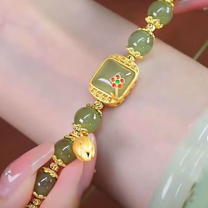 Women's beaded bracelet light luxury niche design new Chinese style sugar cube lotus bracelet transfer beads Valentine's Day birthday gift exquisite hand jewelry