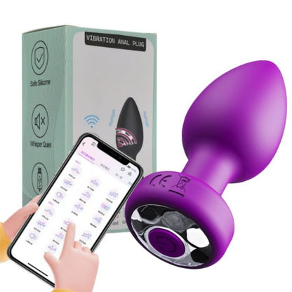 Smart Anal Plug APP Vibrator Wireless Remote Control Butt Plug Vibrating Male Prostate Massage Waterproof Rechargeable Silicone Adult Sex Toy for Men Women Couples