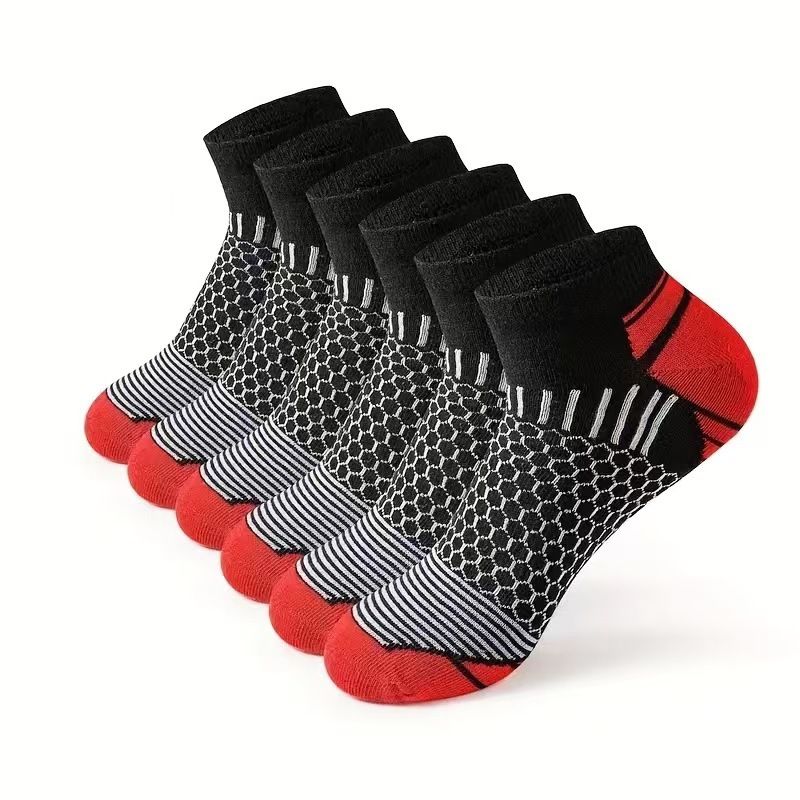 6 Pack Men's Ankle Socks, Cushion Running Athletic Socks, Breathable Sports Low Cut Socks