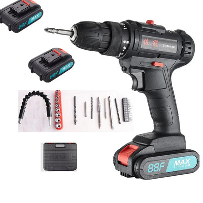 Electric Cordless Drill, 21V Impact Drill Driver Set 28pcs Accessories for Drilling Wood, Metal, Ceramics, Plastic EU plug