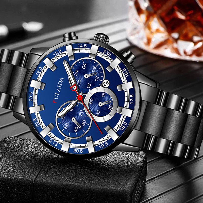 Men’s Fashion FashionStainless Steel Watches Luxury Quartz Wristwatch Calendar Luminous Clock Men Business Casual Watch