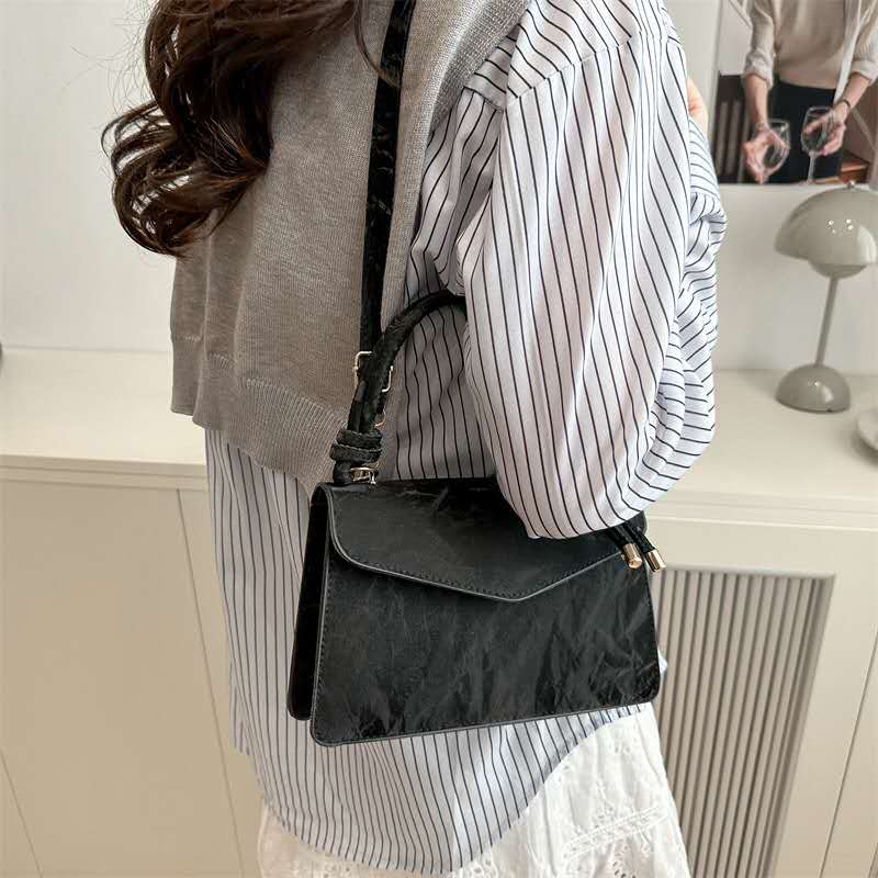 Mateamoda Minimalist Knot-Handle Faux Leather Shoulder Bag Crossbody Bag Underarm Handbag