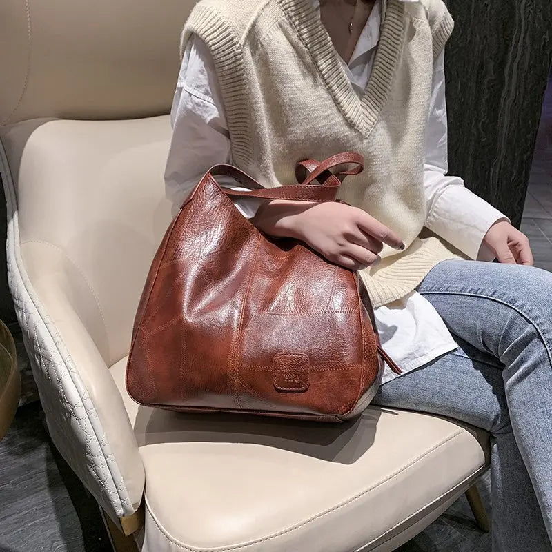 Soft Leather Large Bags Women's Luxury Handbags Lady Shoulder Bags Female Large-capacity Bags Fashion PU Waterproof Tote Bags