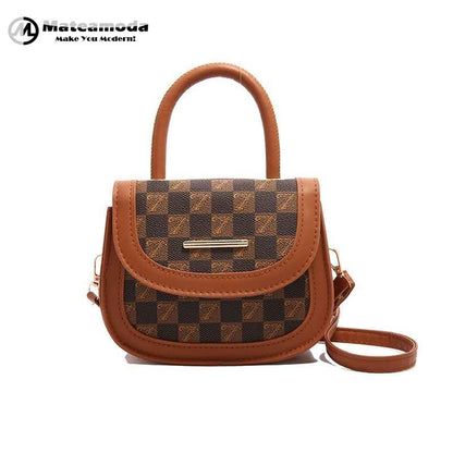 Mateamoda Mini Checkered Crossbody Bag with Top Handle Handbag