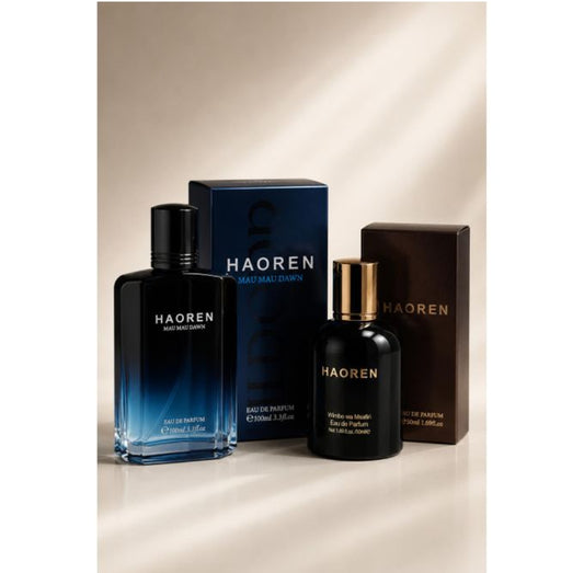 HAOREN Night Out Combo – Mau Mau Dawn & Wimbo Wa Msafiri Eau de Parfum Duo, Amber Oud & Woody Fougère Fragrance Set for Men