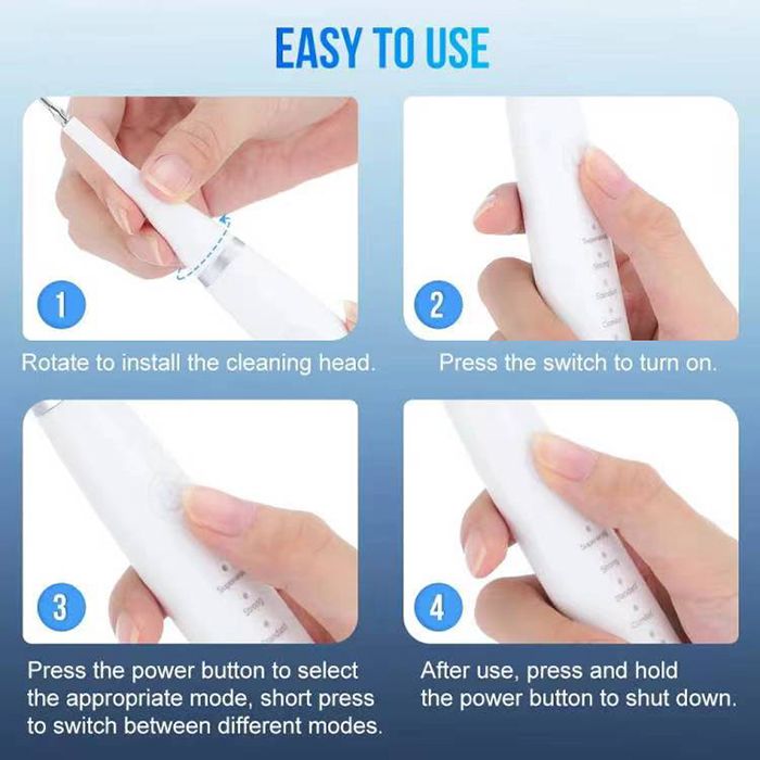 Electric Toothbrush Sonic Dental Teeth Whitening Kit Tooth Whitener Calculus Tartar Remover Tools Cleaner Stain Oral Care, Whitening Instrument Waterproof USB Fast Charging Device For Dental Brush