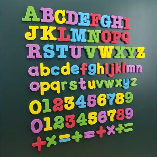 26-79pcs Magnetic Educational Stickers Magnetic Letters Numbers Alphabet ABC 123 Fridge Magnets Plastic Educational Preschool Learning Toy Set Uppercase Lowercase Math