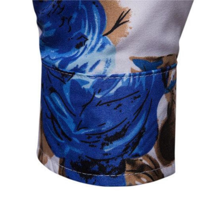 Shirts Men'S Long-Sleeved Floral Shirt Cross-Border Large Size Lapel Slim Shirt Non-Ironing Casual Men'S Wear