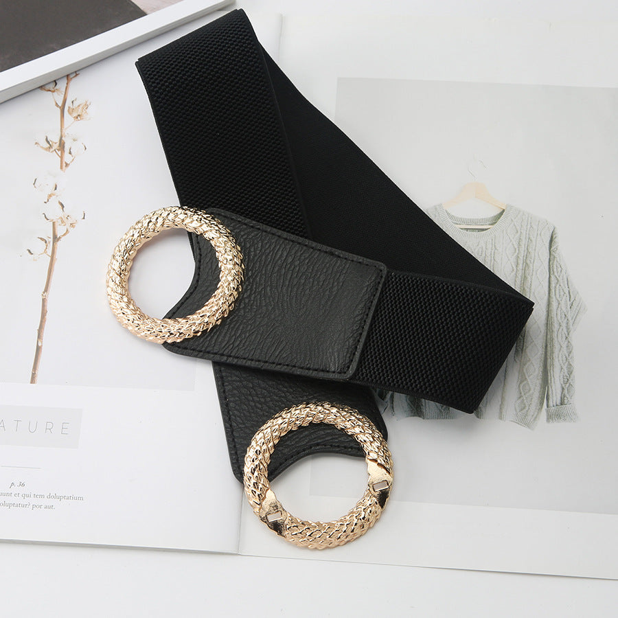 Belts Fashion Women Simple Personality 100 Stretch Wide Down Jacket Casual Elastic Belt Sweater Decorative Belt Women's simple belted decorative coat with wide dress