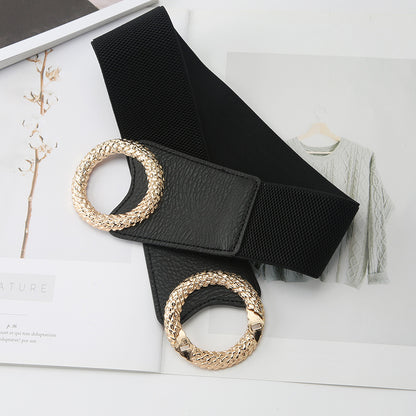 Belts Fashion Women Simple Personality 100 Stretch Wide Down Jacket Casual Elastic Belt Sweater Decorative Belt Women's simple belted decorative coat with wide dress