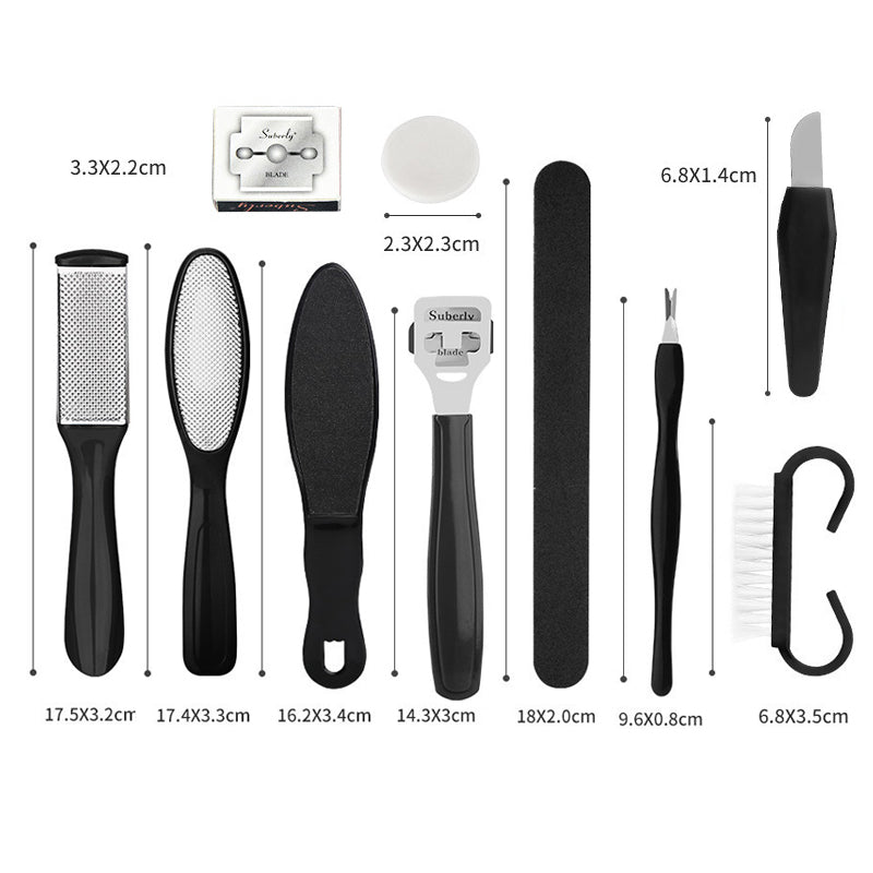10Pcs Professional Pedicure Tools Set Foot Care Kit Stainless Steel Foot Rasp Foot Dead Skin Remover Callus Clean Feet Care