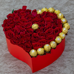 Romantic Rosa Flower Box and Chocolates
