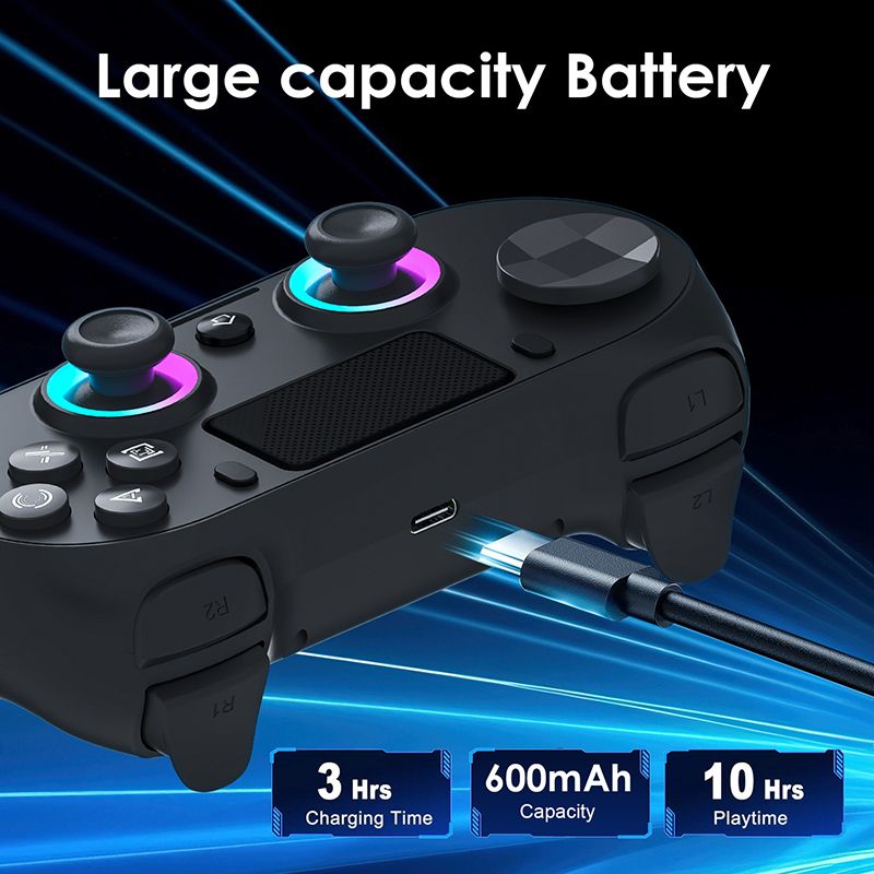 P4 Game Controller Wireless Bluetooth PC Joystick Six-axis Dual Four-vibration Gamepad Console With Light Game Console Game Pad For Android IOS Phone PC Tablet TV Box Game Accessories