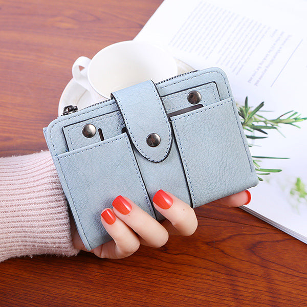 Women's stylish, frosted, flip-top, high-quality classic purse wallets is compact, delicate and practical