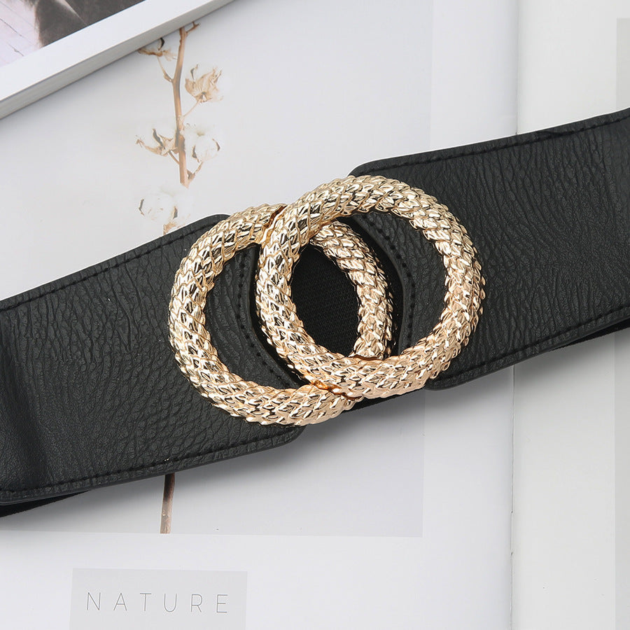 Belts Fashion Women Simple Personality 100 Stretch Wide Down Jacket Casual Elastic Belt Sweater Decorative Belt Women's simple belted decorative coat with wide dress