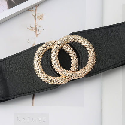 Belts Fashion Women Simple Personality 100 Stretch Wide Down Jacket Casual Elastic Belt Sweater Decorative Belt Women's simple belted decorative coat with wide dress