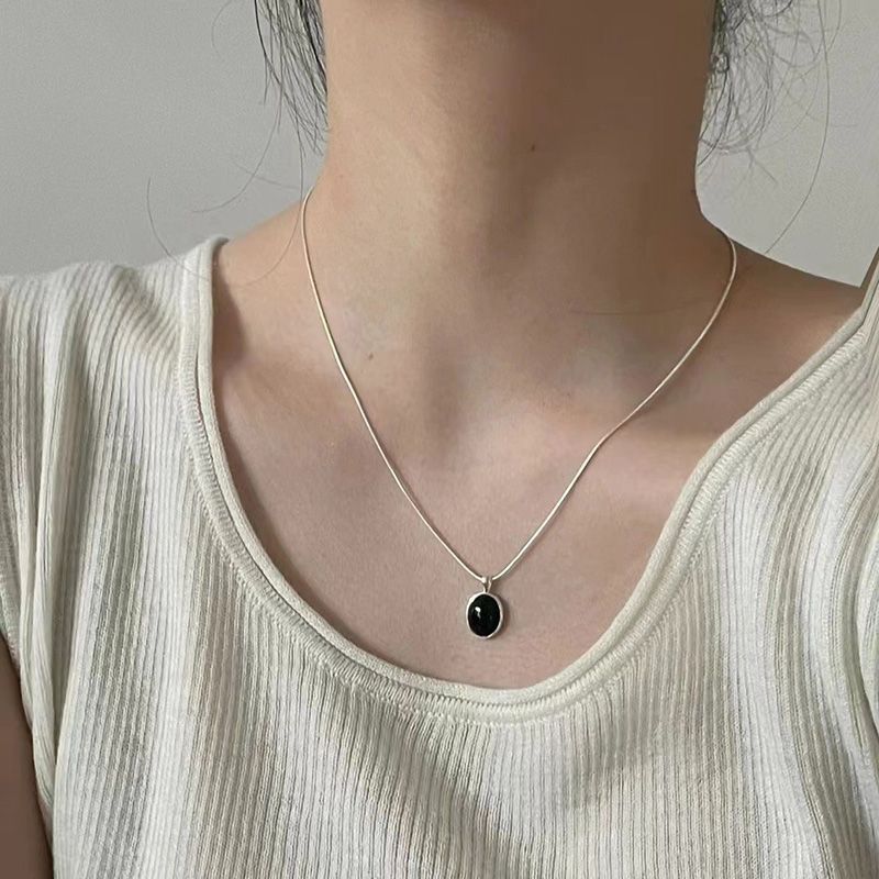 Moonstone Aquamarine Necklace For Women New Light Luxury Niche Collarbone Chain Women Snake Bone Chain Sweater Chain Accessories