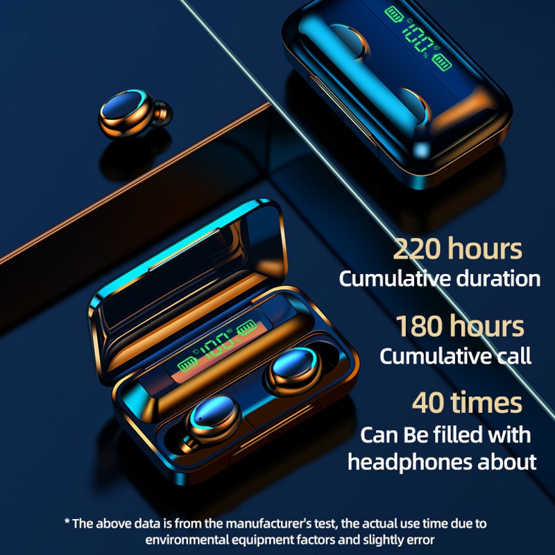 F9 Wireless Bluetooth 5.1 Earphones Headsets 2000mAh Battery Large Capacity