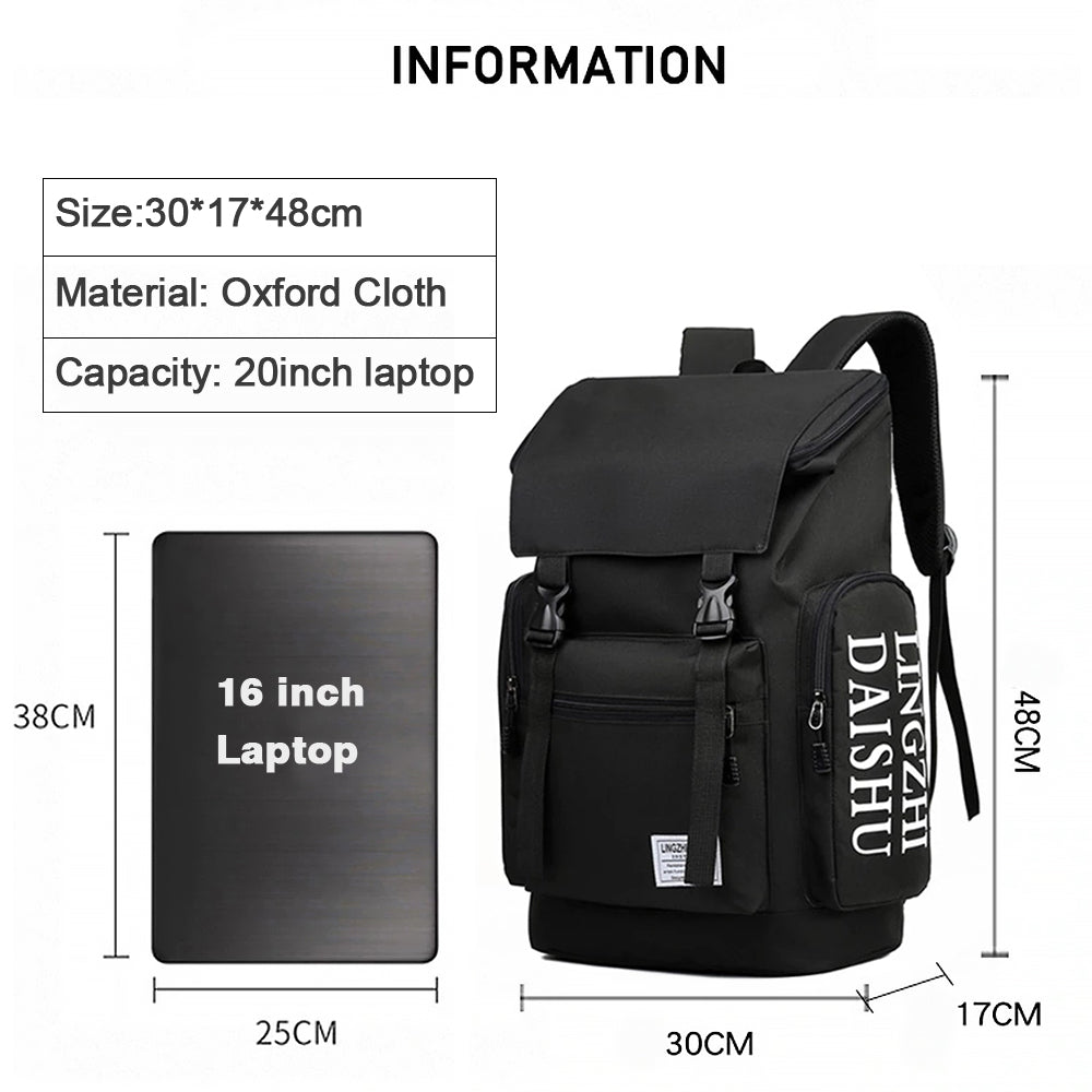 Men Backpack Large Capacity Outdoor Travel Bag Leisure Rucksack Business Commute Laptop Bag School