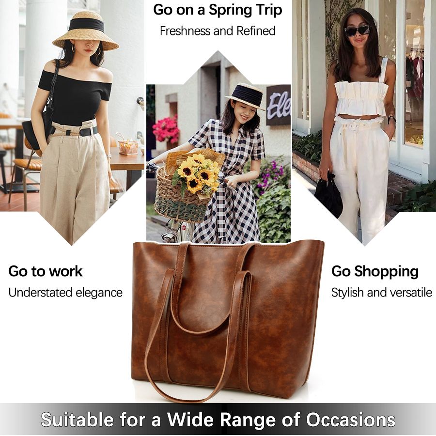 4 In 1 Ladies Shoulder Bag Cross-body bag Purse Bag Set Women Handbag Zipper Tote Bag Large Capacity Waterproof PU Leather Bag Kings Fashion