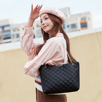 Small diamond lattice large bag chain bag women's senior sense women's shoulder bags Large capacity shoulder bag
